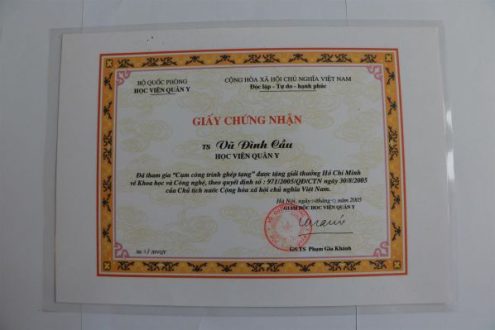 Giấy chứng nhận khóa đào tạo nam khoa của bác sĩ Cầu